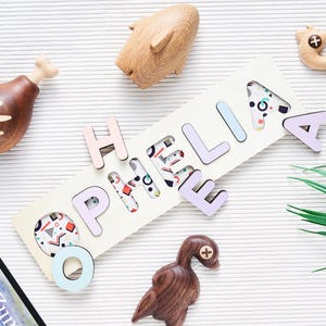 Personalized Wooden Toys for Baby, Handmade Baby Name Puzzle with Animals, Wooden Busy Board, Montessori Toy, Puzzles For Toddlers