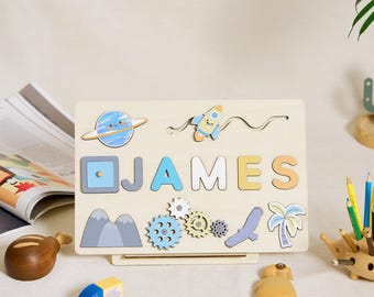 Personalized Puzzle for Kids, Wooden Name Toy, Montessori Gift for Toddler, Custom Baby Name Puzzle, Handmade Baby Present