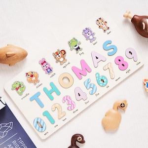 Custom Kids Name Puzzle, Wooden Baby Shower Gift, Montessori Toddler Toys, Personalized Easter Gift, Handmade Puzzle