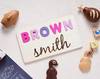 Name Puzzle for Toddlers, Custom Baby Shower Gift, Wooden Montessori Puzzle, Learning Gift for Kids, Baby Shower Gift for Baby