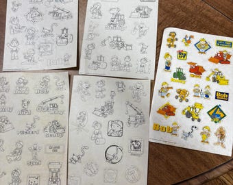 Vintage 5 Sheets of Bob the Builder Stickers Scrapbooking, Junk Journals, Card Making/Color yourself