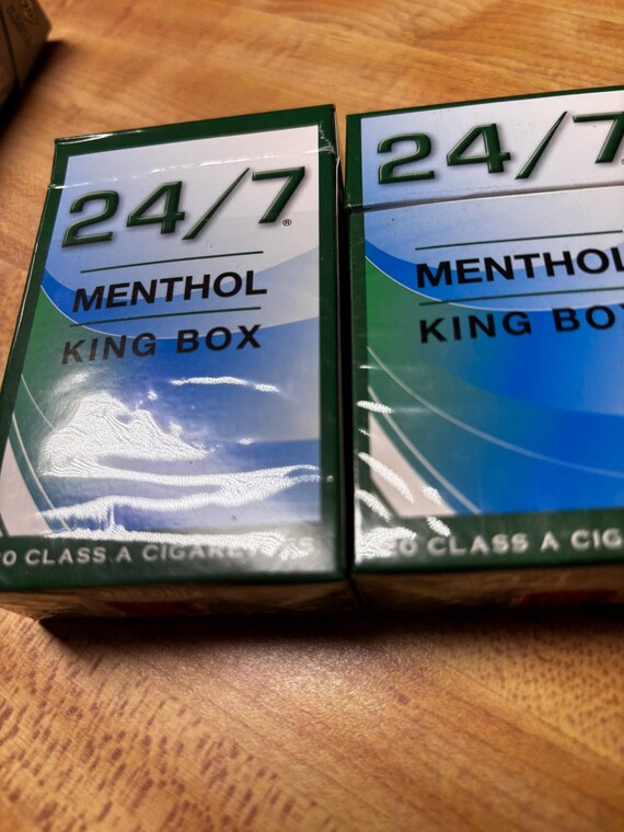 Lot of Two (2) 24/7 EMPTY Cigarette Packs (NO TOBACCO)