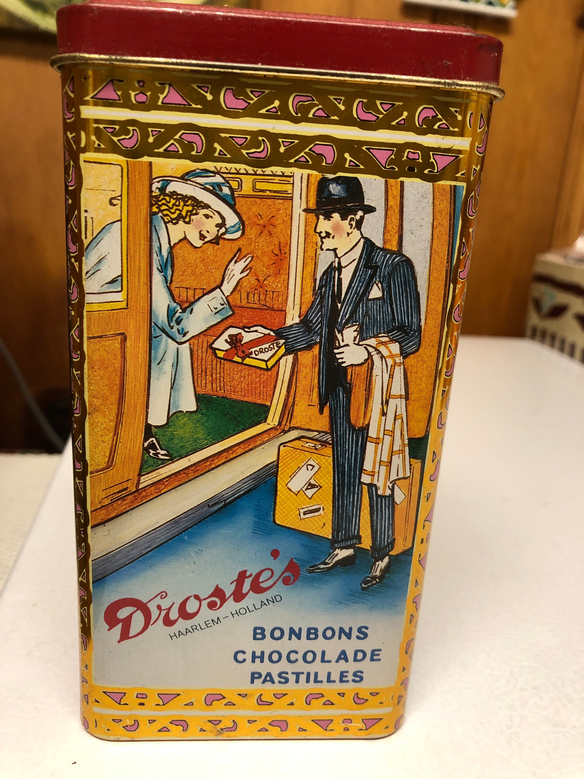 RARE Vintage Droste's Bonbons Chocolade Pastilles Tin Can w/empty Chocolade Boxes