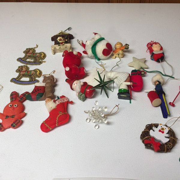 Grab Bag of 38 Various Vintage Christmas Ornaments Decorations