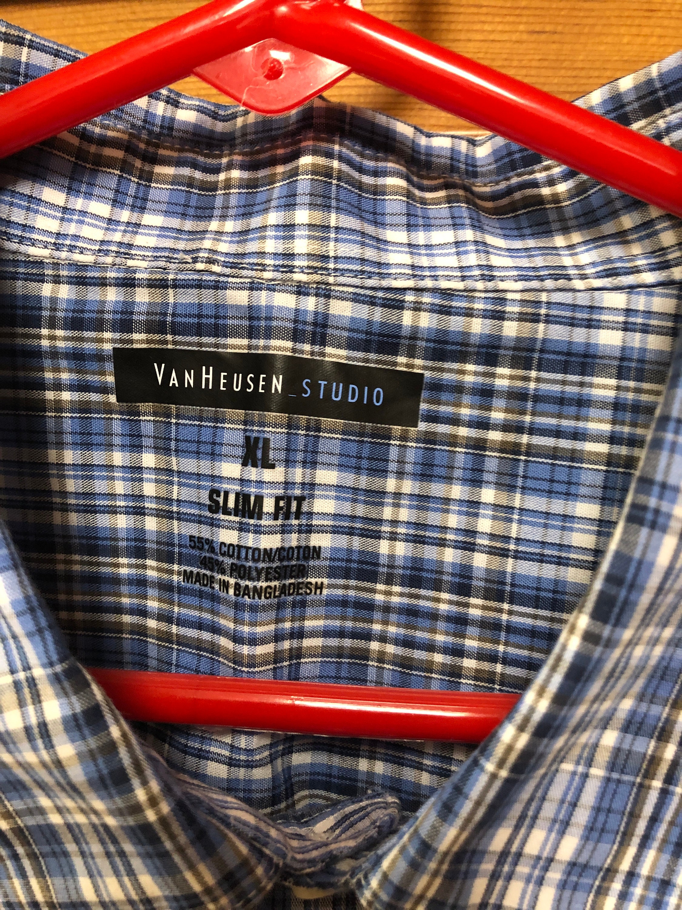 Men's Van Heusen Studio L/S Button Front Blue Plaid XL Slim Fit Shirt - Etsy