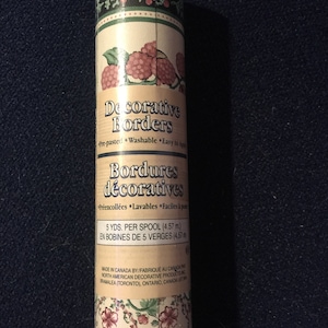 Flowers, Berries, Vines, Leaves Vintage Wallpaper Border by Decorative Border