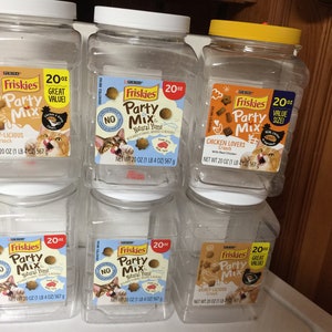 6 Recycled Empty Clear Cat Treats Containers - Storage Crafts