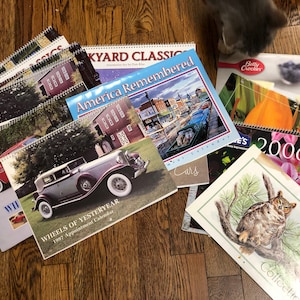 Lotto di 21 NUOVI calendari vintage: auto d'epoca Vtg, americane, fiori 1995-2017