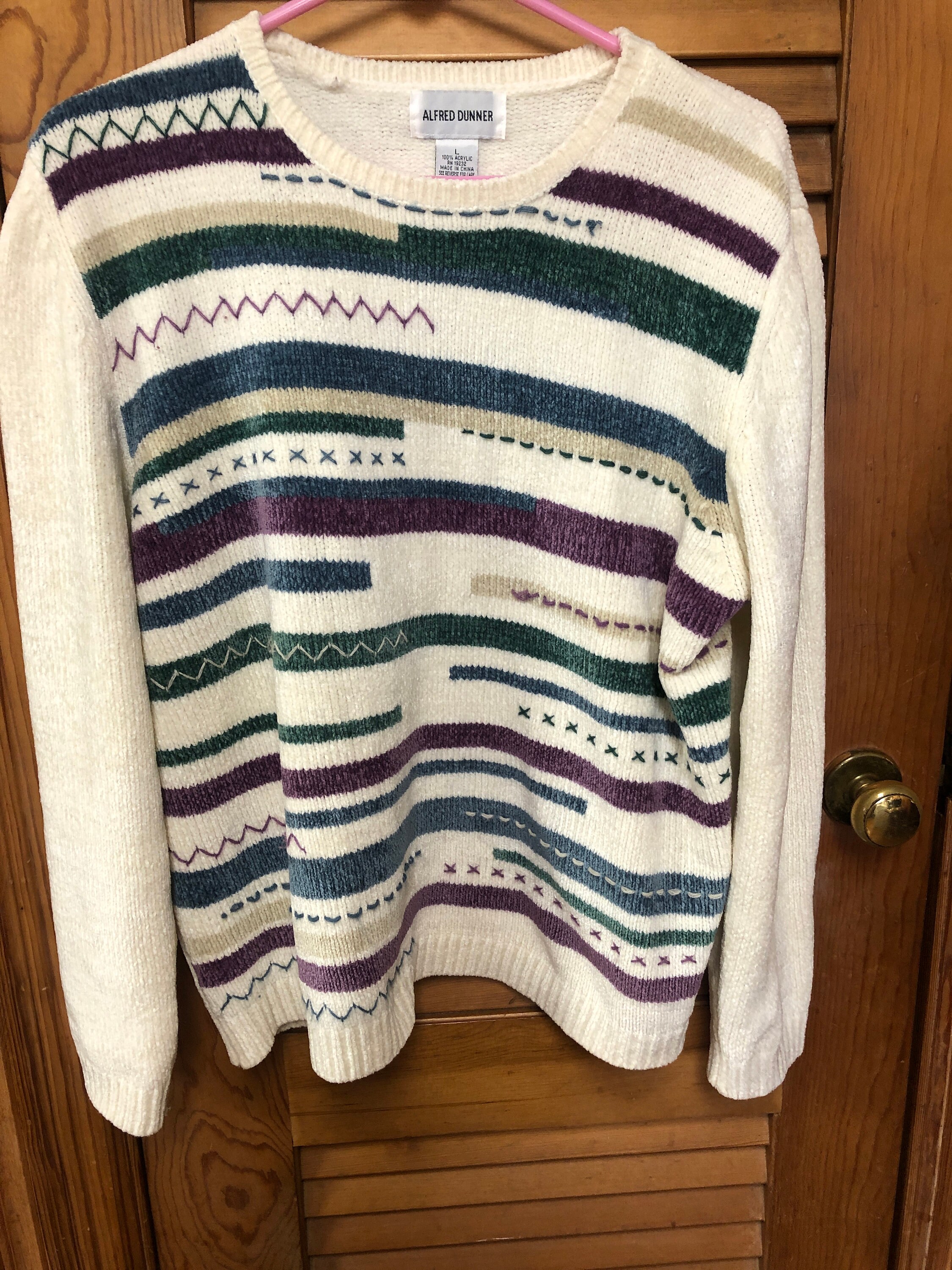 Alfred Dunner Cream L/S Velour Knit 