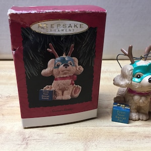 1994 Hallmark Keepsake Secret Santa Puppy Dog with Mask Christmas Ornament