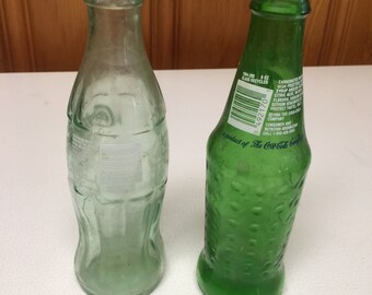 ヴィンテージガラス製スプライト（1994年）とコカコーラ（1996年）の