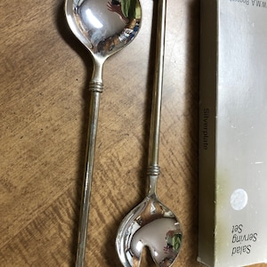 Vintage Silverplate Salad Serving Set Fork Spoon by Zn.4.M.K ITALY W.M.A. Rogers