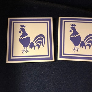 2 Hahn Huhn Geflügel Barnyard Farm Keramikfliesen 6 &quot;Quadrat&quot;