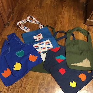 Sacola vintage feita à mão Bolsa de mercado para carregar tudo (escolha uma bolsa)