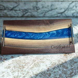 Personalized Live Edge Walnut & Ocean Epoxy Resin Charcuterie/Serving Board