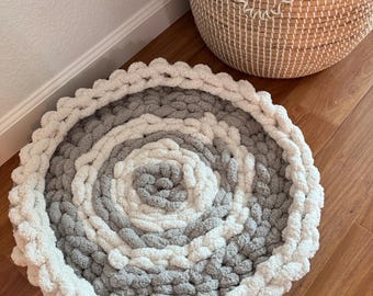 Chunky Knit Pet Bed, Handmade Dog Bed, Crochet Cat Bed, Boho Pet Basket, Round Dog Snuggle Bed, Gift for Pet Mom, Soft Dog Bed, Made in USA