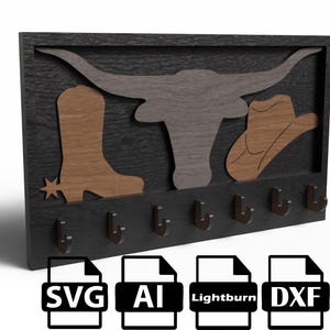 Western lasergesneden bestand westernsleutelhanger cowboy lasergesneden bestand cowgirl lasergesneden bestand Longhorn lasergesneden bestand ingangsmanier hanger 3 mm materiaal