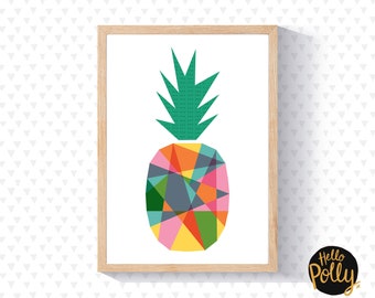 Ananas Print, Fruit Print, Fruitig, Helder, Home Decor, Kunst aan de muur