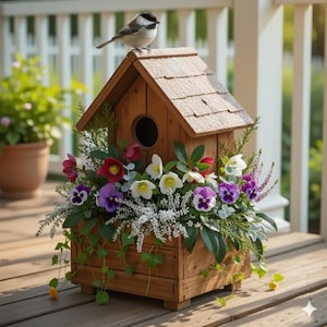 Birdhouse Plan - DIY Wooden Nest Box PDF - Build Your Own Bird House Farmhouse Woodworking Project Kit with Detail Instructions & Blueprints