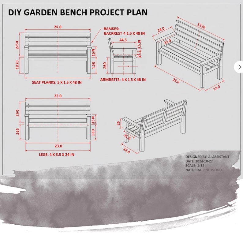 Modern Wooden Bench Plans PDF, DIY Garden Patio Bench Woodworking Plan ...