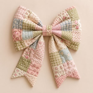 Patchwork Quilted Bow Sewing Pattern PDF,Large Fabric Bow Tutorial,DIY Door Decor Bow,Scrap Fabric Project,Beginner Sewing Pattern,diy plan