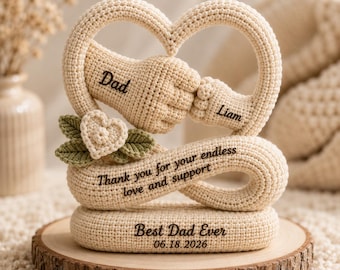Crochet Father's Day Heart Keepsake Pattern PDF,Dad and Child Gift Crochet Pattern,Personalized Family Decor,Infinity Heart Crochet Tutorial
