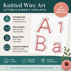 wire art template Printable letter A to Z,cursive alphabet,birthday,WEDDINGS,mothers day,knitted Tricotin wire Calligraphy Guide,digital art