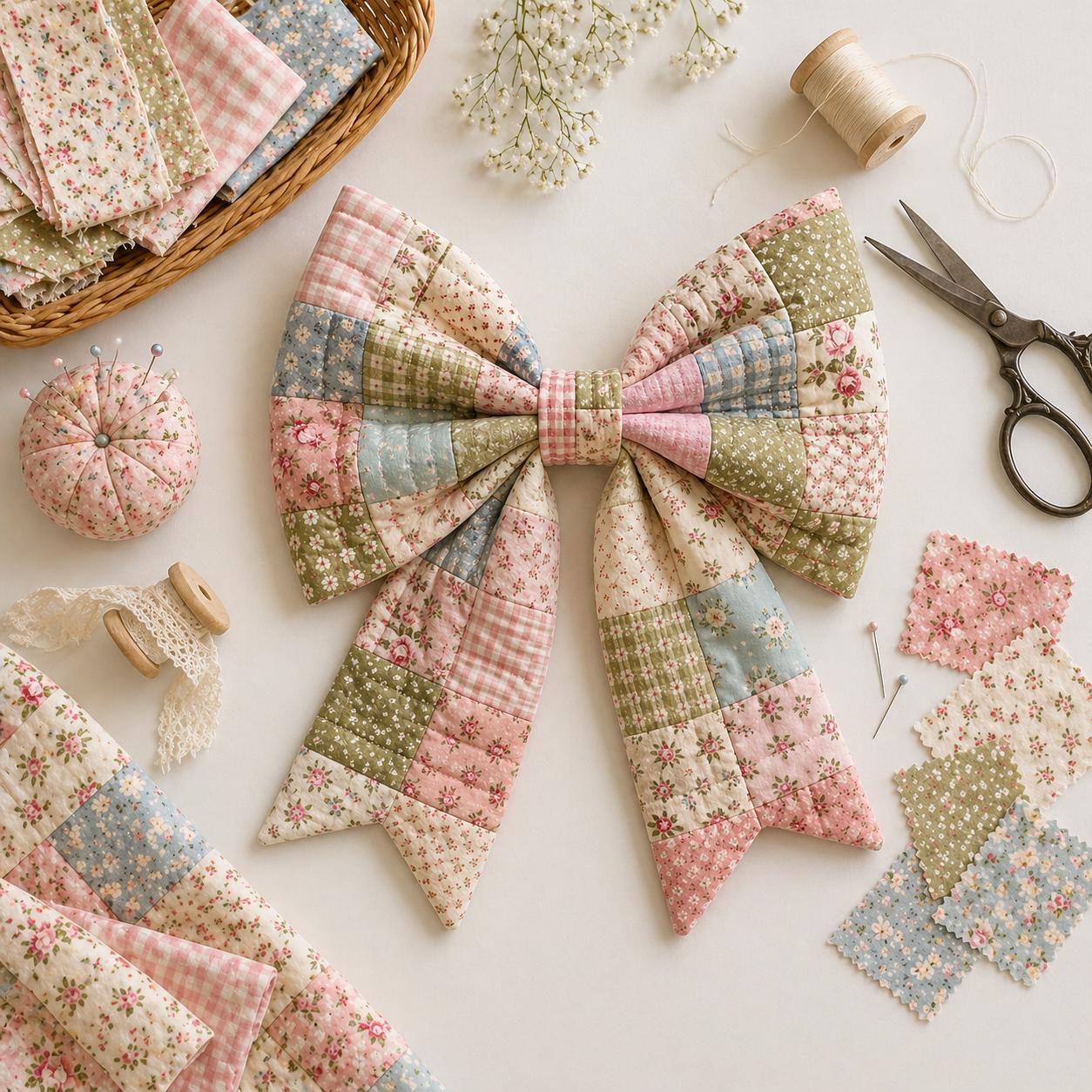 Bow Patchwork Pattern Patchwork Quilted Bow Sewing Pattern Pdf,large Fabric Bow Tutorial,diy ...