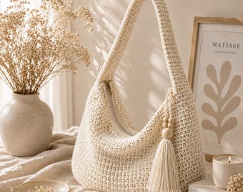 Crochet Hobo Bag Pattern PDF, Slouchy Shoulder Bag Crochet Tutorial, Beginner Crochet Purse Pattern, Boho Tote Bag DIY, Handmade Bag Pattern
