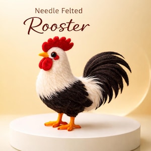 Needle Felted Rooster Pattern PDF, Farm Animal Wool Tutorial, DIY Felt Chicken, Beginner Needle Felting Guide, Rustic Home Decor