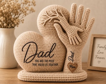 Father's Day Crochet Gift,crochet dad Heart Sculpture Pattern PDF,Handmade Family Decor Tutorial,Heart Hands Crochet Pattern,memory keepsake