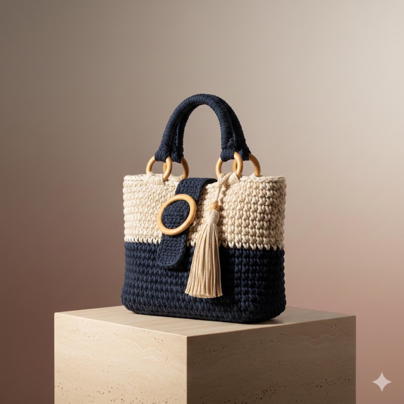 bag with metal handle crochet