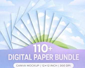 Canva Digital Paper Mockup Templates|Printable Mockups Bundle|Digital Product Display Kit,Aesthetic Scrapbook Paper,Printable,Commercial Use