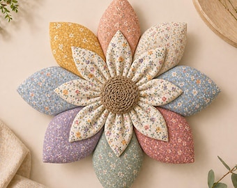 Quilted Fabric Flower Sewing Pattern PDF, Fabric Flower Template, DIY Flower Tutorial, Floral Wall Hanging Pattern, Beginner Sewing Project