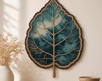 Crochet Leaf Wall Hanging Pattern PDF, Large Botanical Wall Art,Boho Home Decor Crochet Pattern,Nature Inspired Fiber Art DIY Wall Hanging