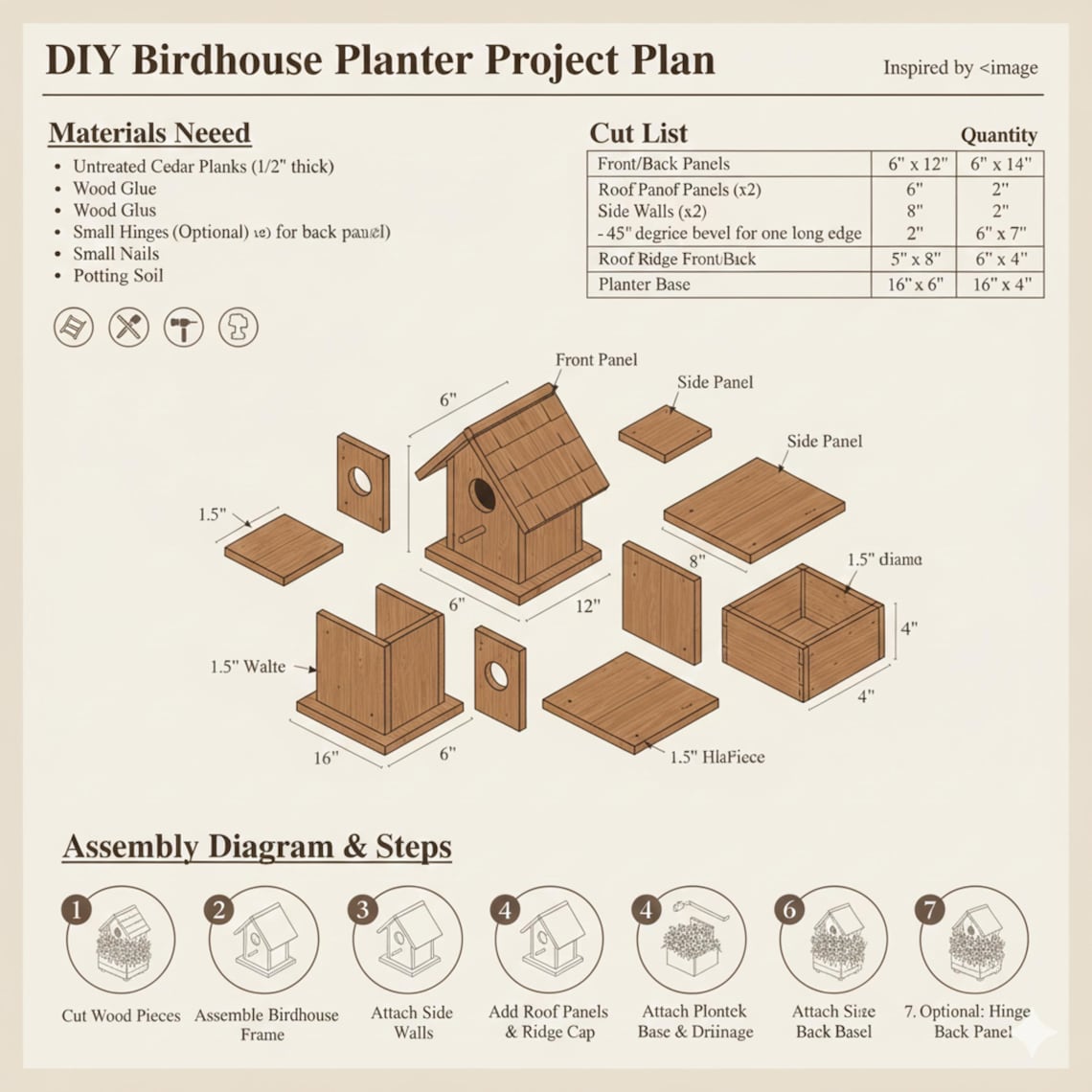 Birdhouse Plan - DIY Wooden Nest Box PDF - Build Your Own Bird House