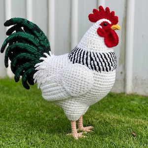 realistische Hahn Dekor Häkelanleitung PDF|Bauernhof Tier Amigurumi Anleitung|Häkelarbeit Huhn Spielzeug Amigurumi Tier Häkelhuhn,Deutsch 2