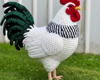 realistic Rooster decor crochet Pattern PDF|Farm Animal Amigurumi  pattern|Crochet Chicken Toy Amigurumi Animal Crochet Chicken,German 2
