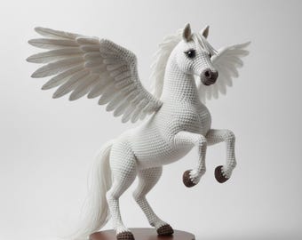 Realistic Pegasus Crochet Pattern PDF, Winged Horse Amigurumi Tutorial, Hobby Horse Crochet Pattern, Fantasy Animal Plush DIY, Gift Idea