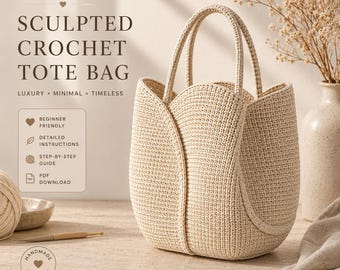 Cream Crochet Tote Bag Pattern PDF,Luxury Crochet Purse ,Modern Minimalist Handbag Pattern,Structured Crochet Bag DIY,Crochet Tote Pattern