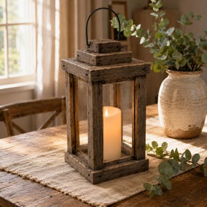 Rustic Farmhouse Lantern Woodworking Plans PDF | DIY Wooden Lantern Build Plans | Outdoor Lantern Wood Plan | Instant Download