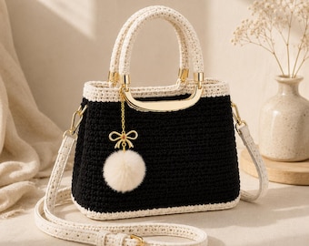 Luxury Crochet Handbag Pattern PDF | Two Tone Crochet Purse Tutorial | Designer Inspired Crochet Bag Pattern | Beginner Friendly DIY Tote