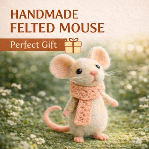 Needle Felt Mouse Figurines, Handmade Wool Mice, Cottagecore Garden Decor, Mouse Lover Gift |nursery decor| step by step written pattern.
