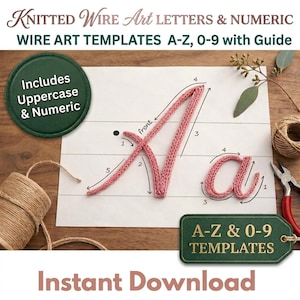 wire art template Printable letter A to Z,cursive alphabet,birthday,WEDDINGS,mothers day,knitted Tricotin wire Calligraphy Guide,digital art