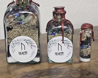 Handcrafted Health Spell Jar: Herbs, Crystals, Essential Oils