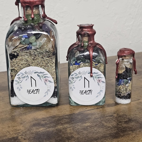 Handcrafted Health Spell Jar: Herbs, Crystals, Essential Oils
