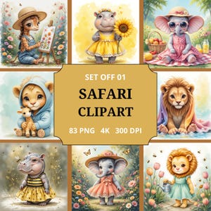 Adorable Safari Animal Clipart Pack - Perfect for Nature Lovers