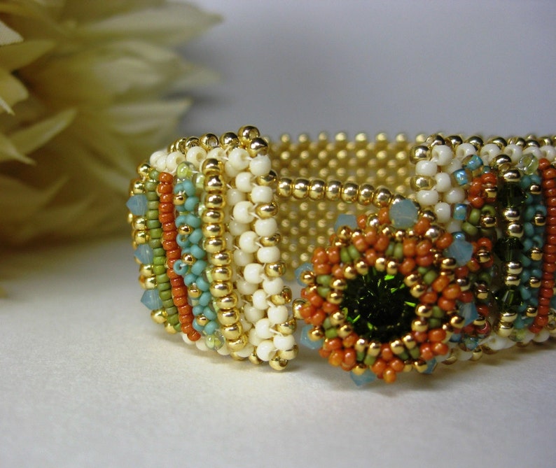 Tutorial for Garden Rows Beadwoven Bracelet With Crystal - Etsy