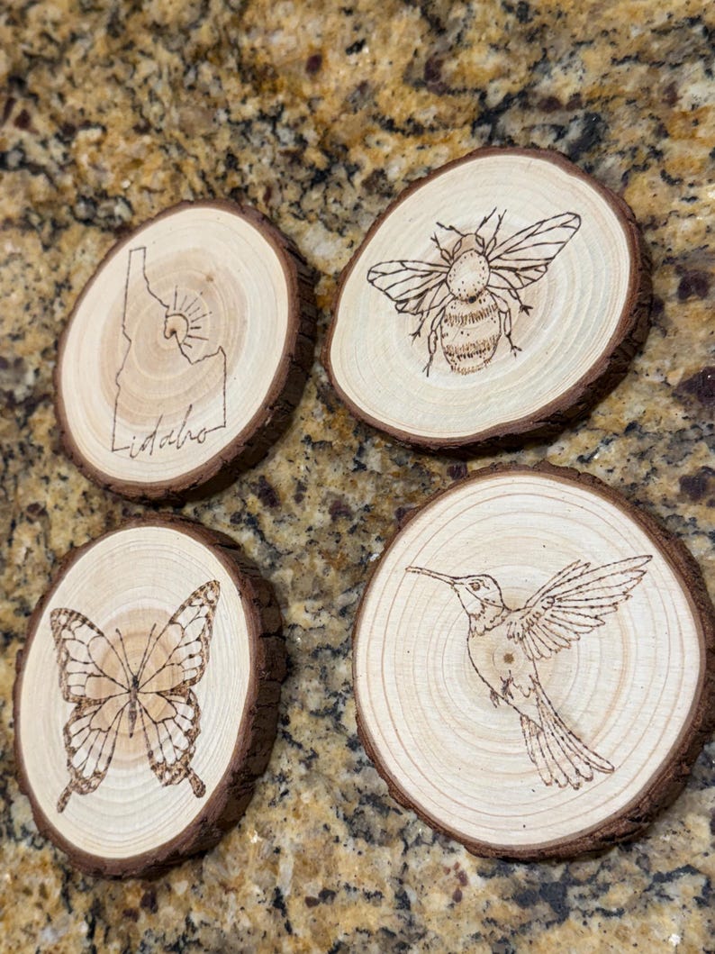 Blue - Birds Handpainted Pine Wood Coaster (Set of 4) 11