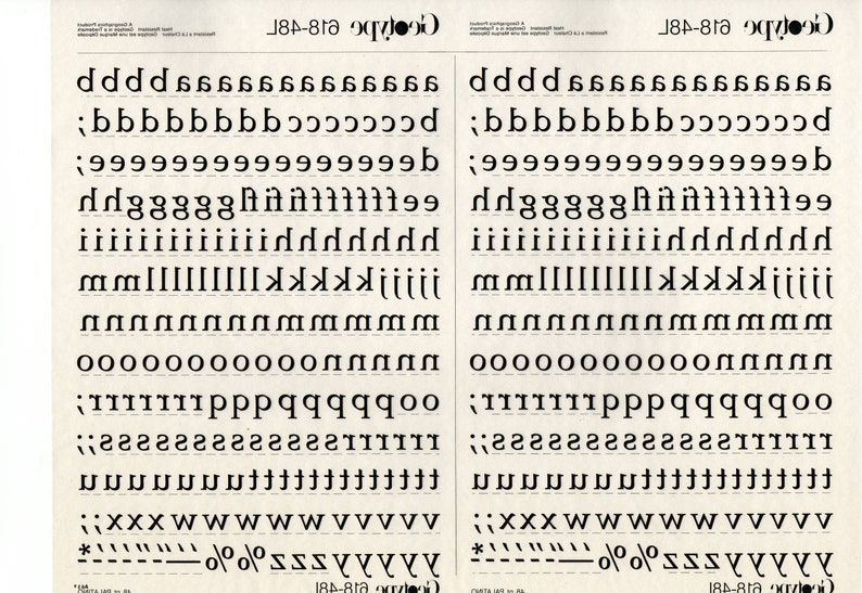 Vintage Geotype Rub-on Graphic Art Letters /& Numbers Font PALATINO 48pt L